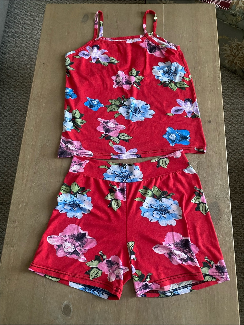 Ultra SOFT Red Floral Tank & Shorts Pajama Set